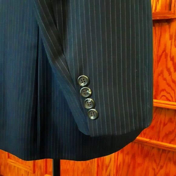 LAUREN RALPH LAUREN Blazer Pinstriped Soft Black Wool size 46L - Picture 8 of 13